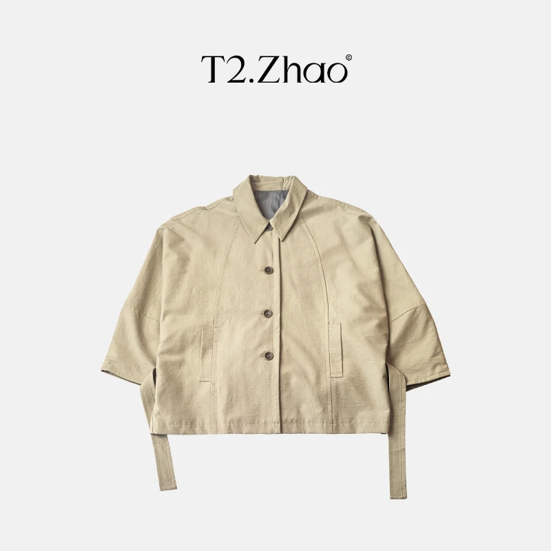 [T2.ZHAO]肌理感风衣外套+腰带5173