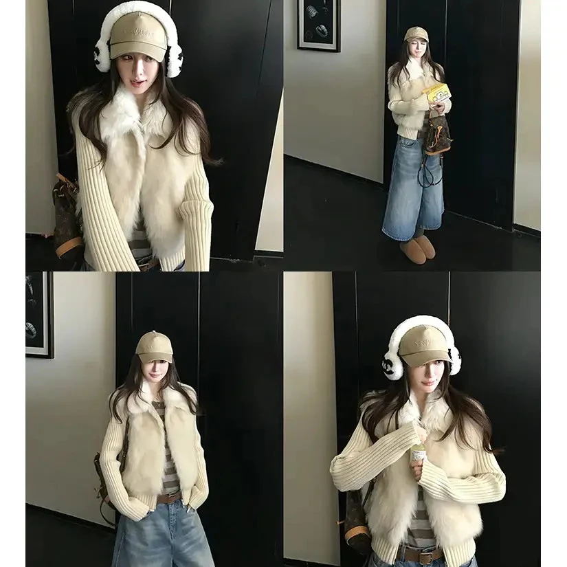 炽铂新款“毛绒暖暖”王托卡三色直毛皮毛一体外套~袖子可脱卸马甲