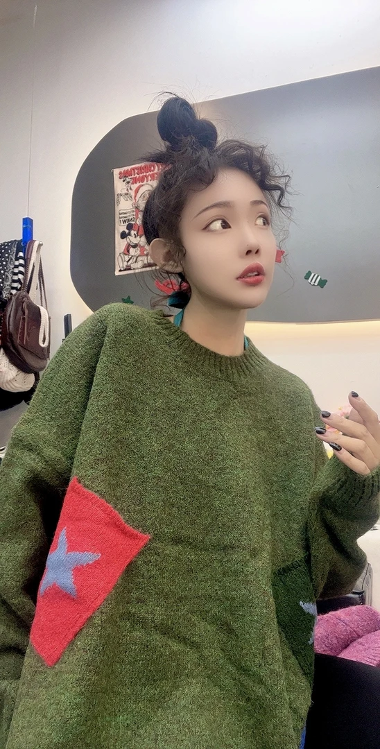 Laurine原创森系羊毛宽松慵懒口袋毛衣