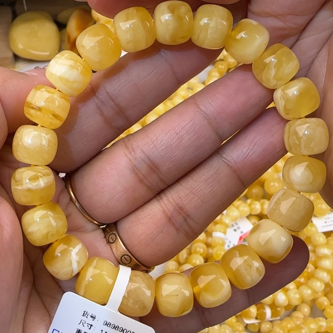 蜜蜡未镶嵌手串妖白花老型手串