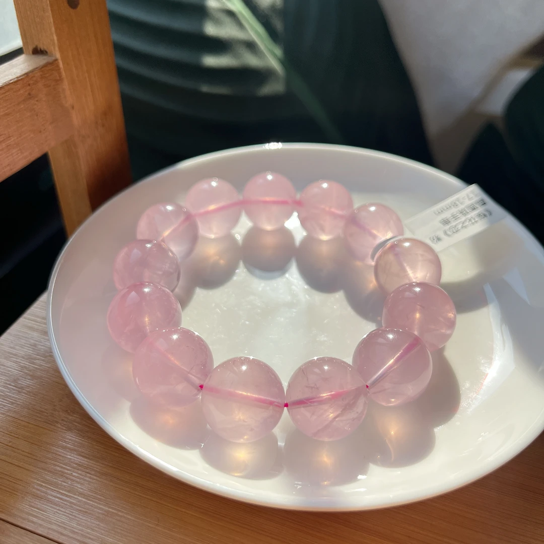 【郭老师】约17-18mm粉晶圆珠手串