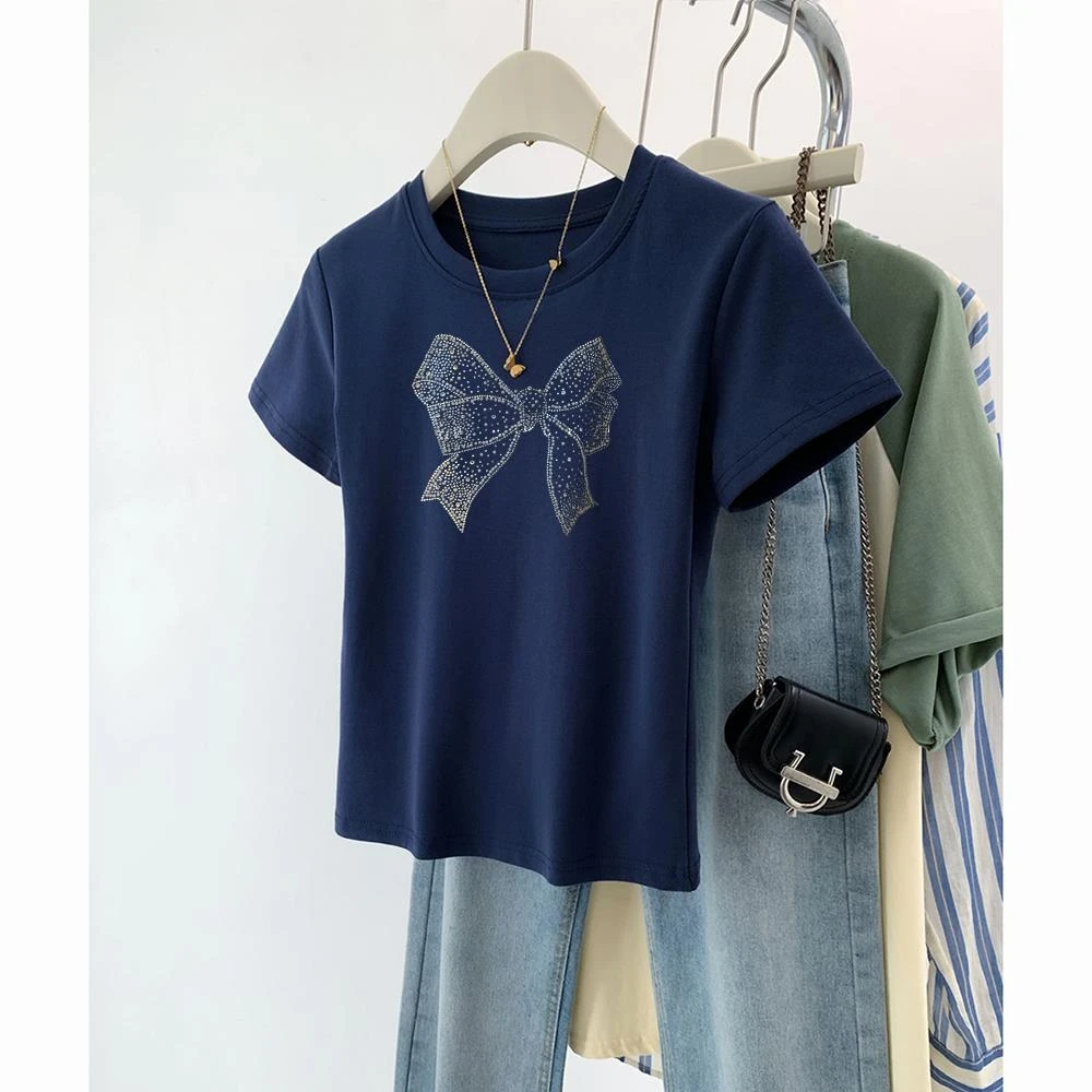 短袖t恤女2025新款夏季宽松上衣印花显瘦百搭大码洋气时尚潮