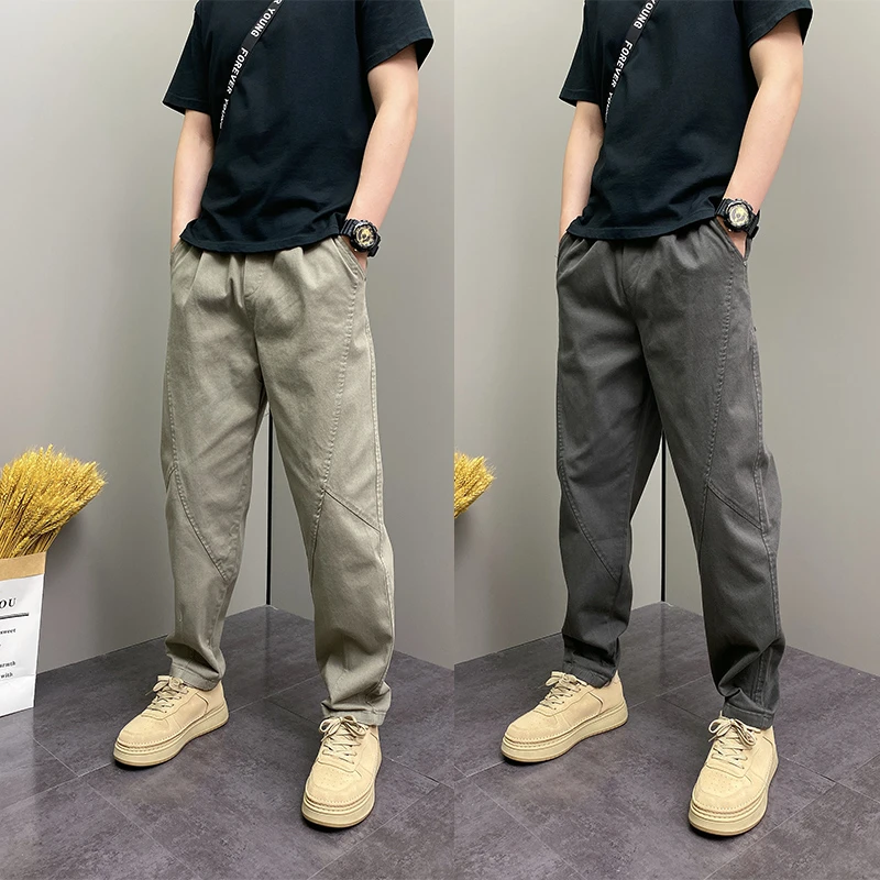 潮牌小直筒工装裤男2025春秋款宽松休闲裤男士百搭痞帅哈伦老爹裤