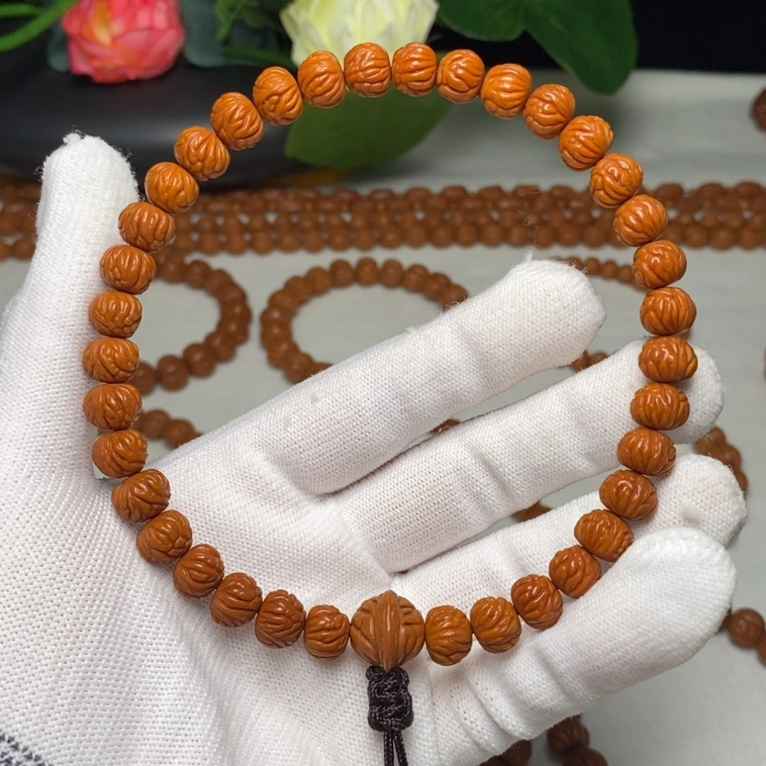 手串桃核9mm野生凤羽聚宝盆桃核手持36颗