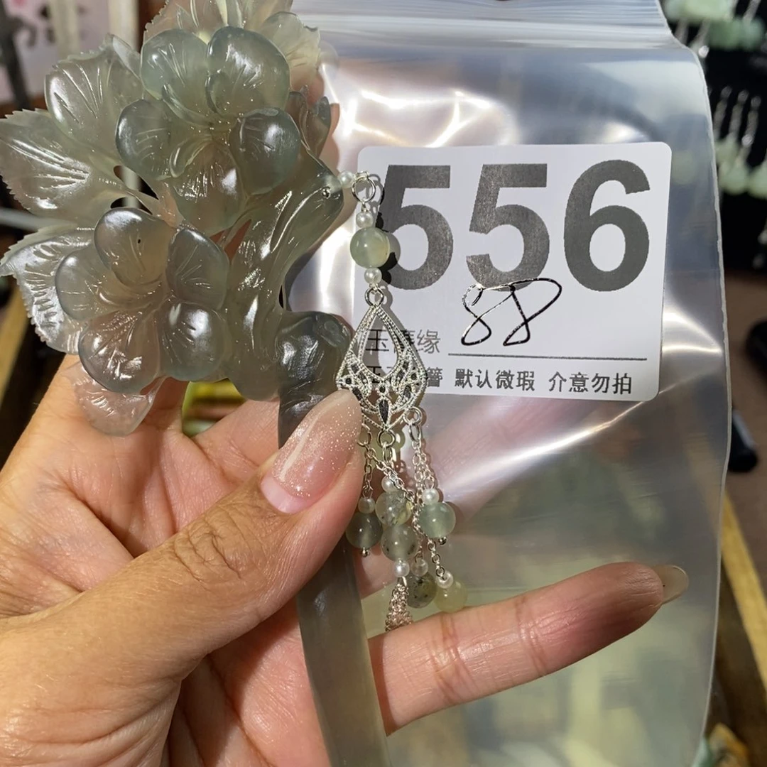 蛇纹石玉发饰未镶嵌爹****柴