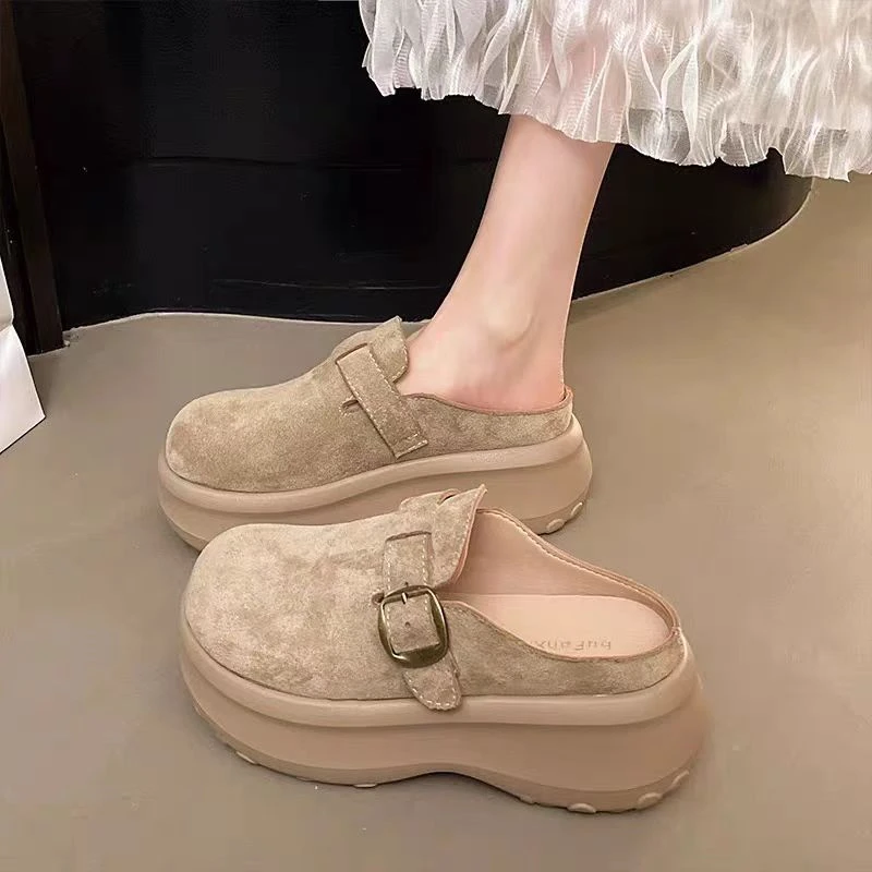 拖鞋女2025新款磨砂皮大头半拖鞋外穿勃肯拖鞋O8-5023-57