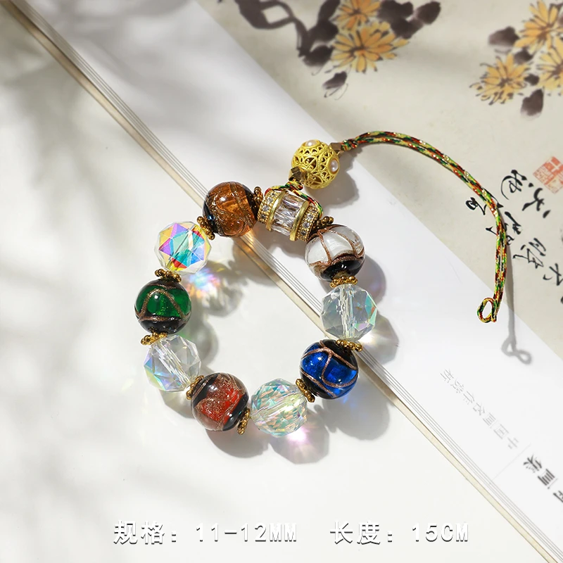 「向烛」小五福香灰琉璃手机链