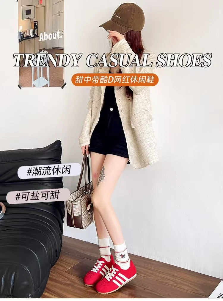 秋季流行网红新款款时尚女鞋工厂直发新款德训鞋时尚百搭流行