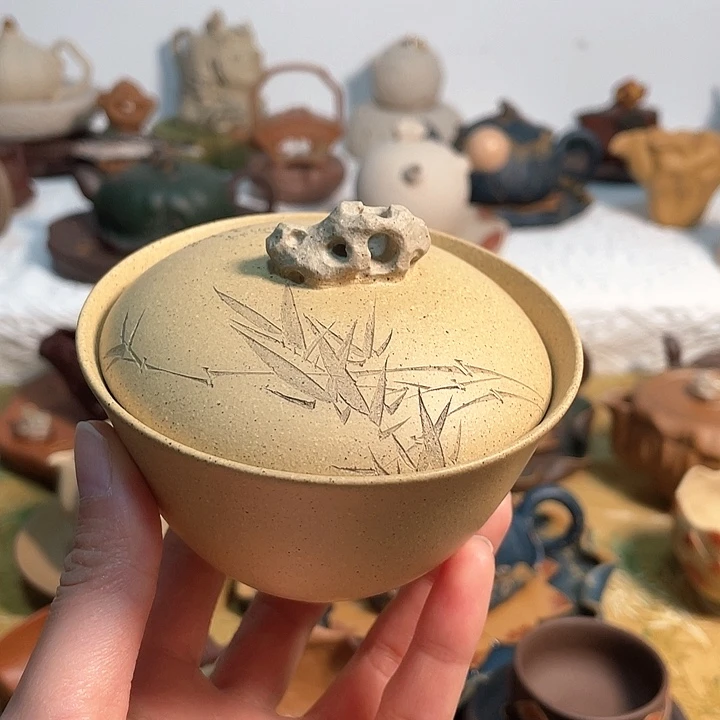 紫砂茶壶龙*竹节盖碗