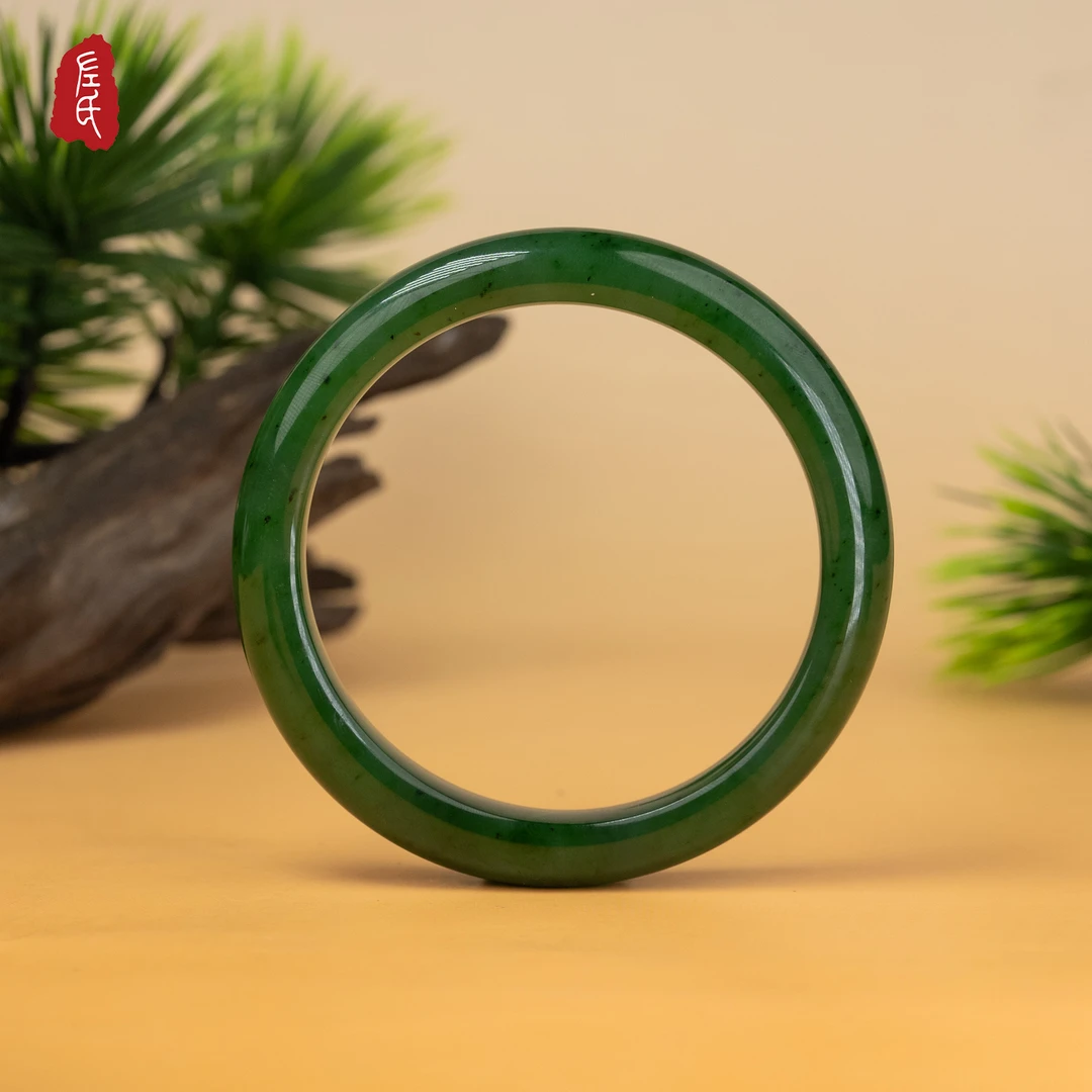 【左氏珠宝】旗舰店专属1930和田玉碧玉手镯传承平安镯玉镯子