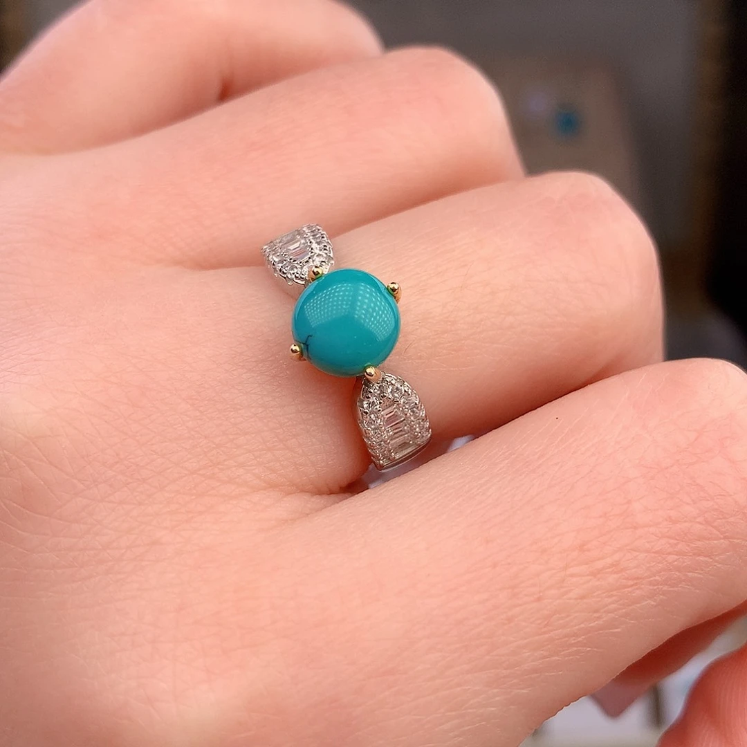 绿松石银S925镶嵌戒指