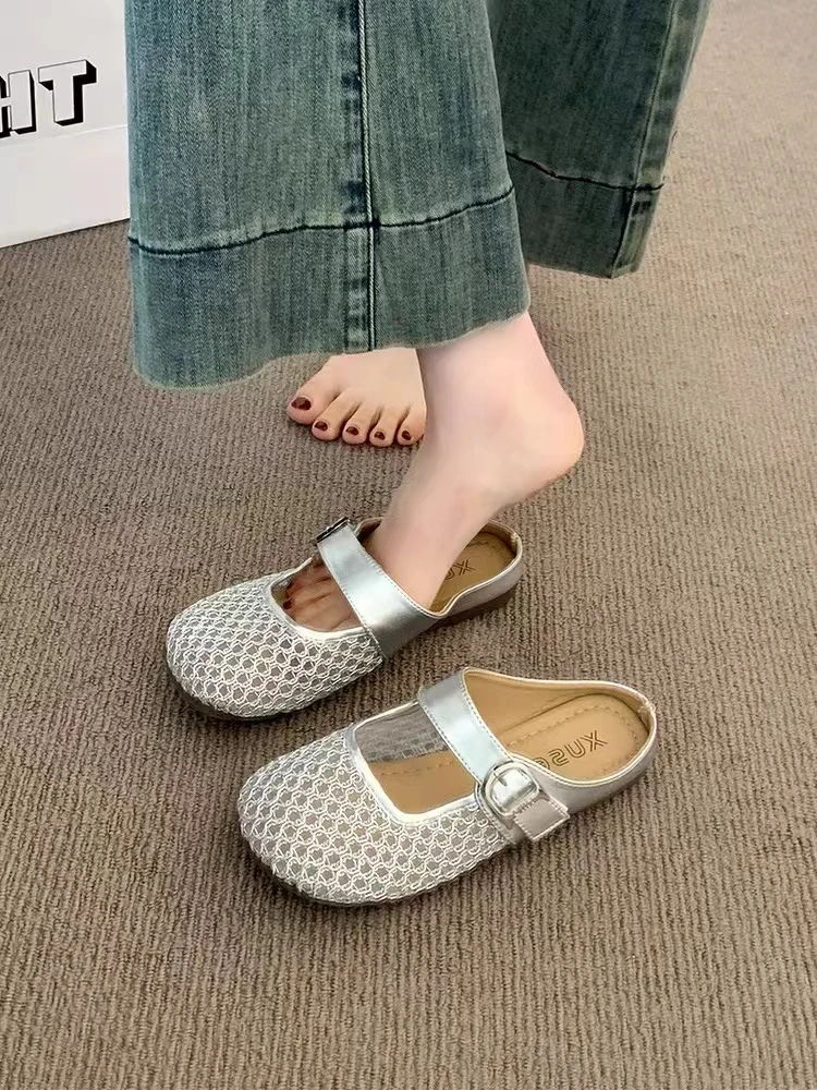 平底博肯包头半托鞋女夏季外穿2025新款一脚蹬8839