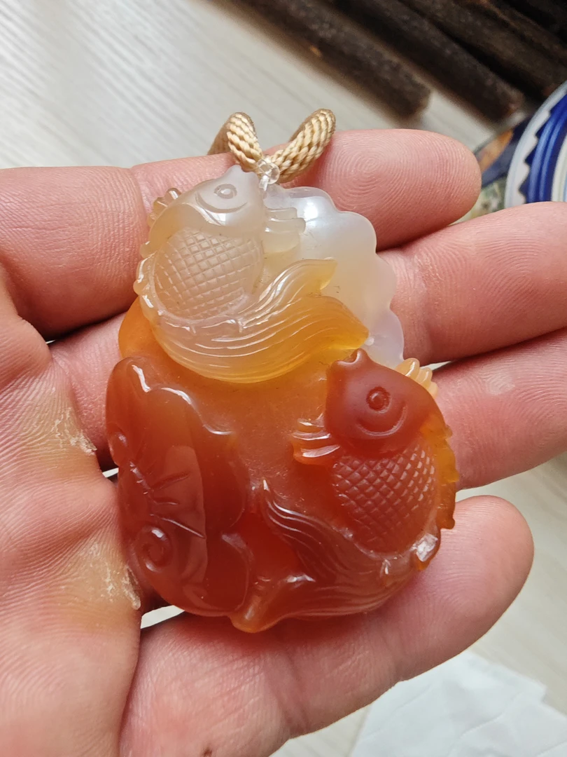 荷叶鱼吉祥如意吊坠