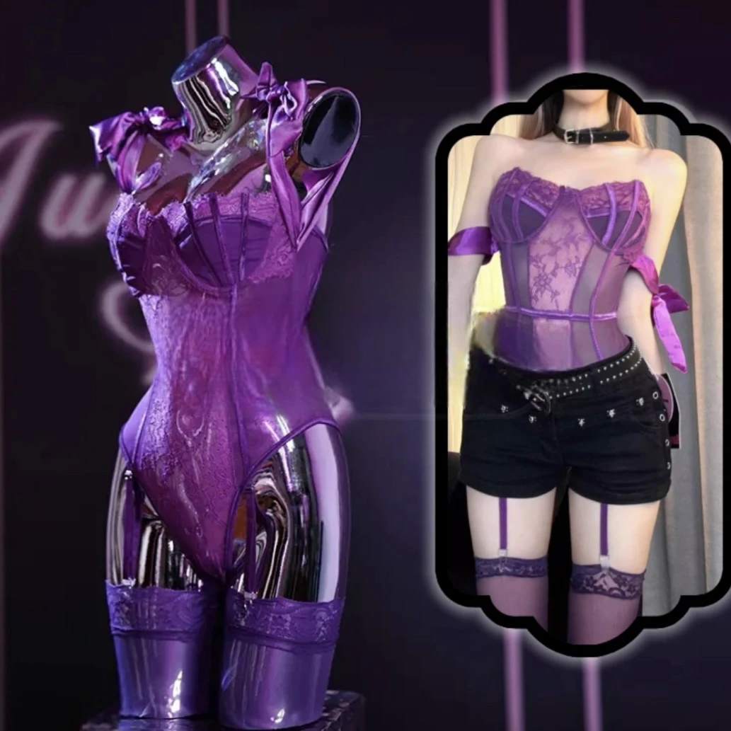 恋迷钢圈聚拢性感蕾丝御姐吊带低胸显瘦诱惑胸衣连体