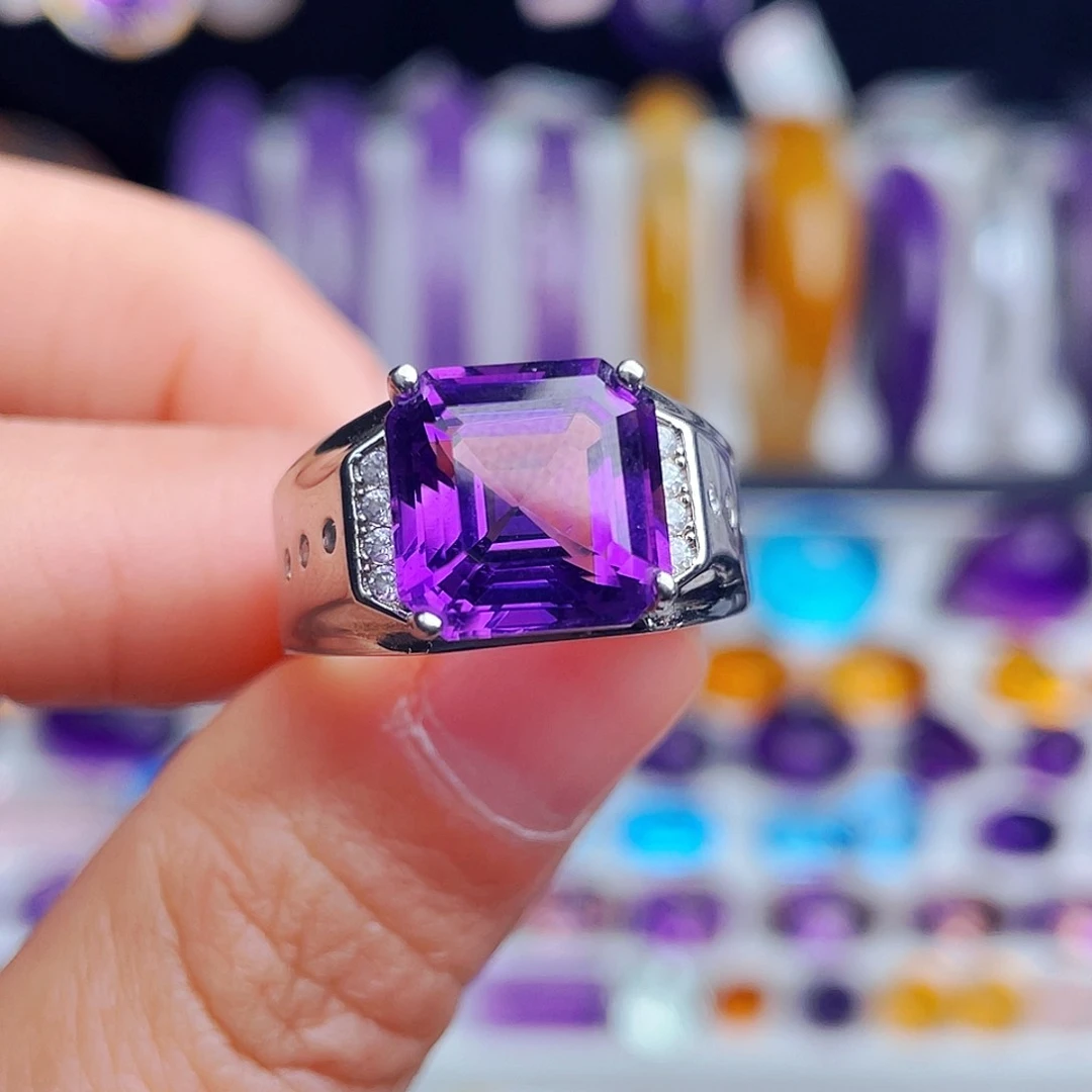 银S925镶嵌戒指紫晶天然保真
