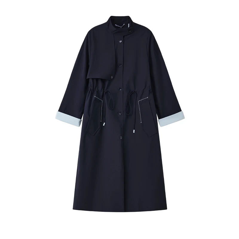 大牌收腰系带中长款过膝风衣外套女2025年春秋宽松休闲上衣