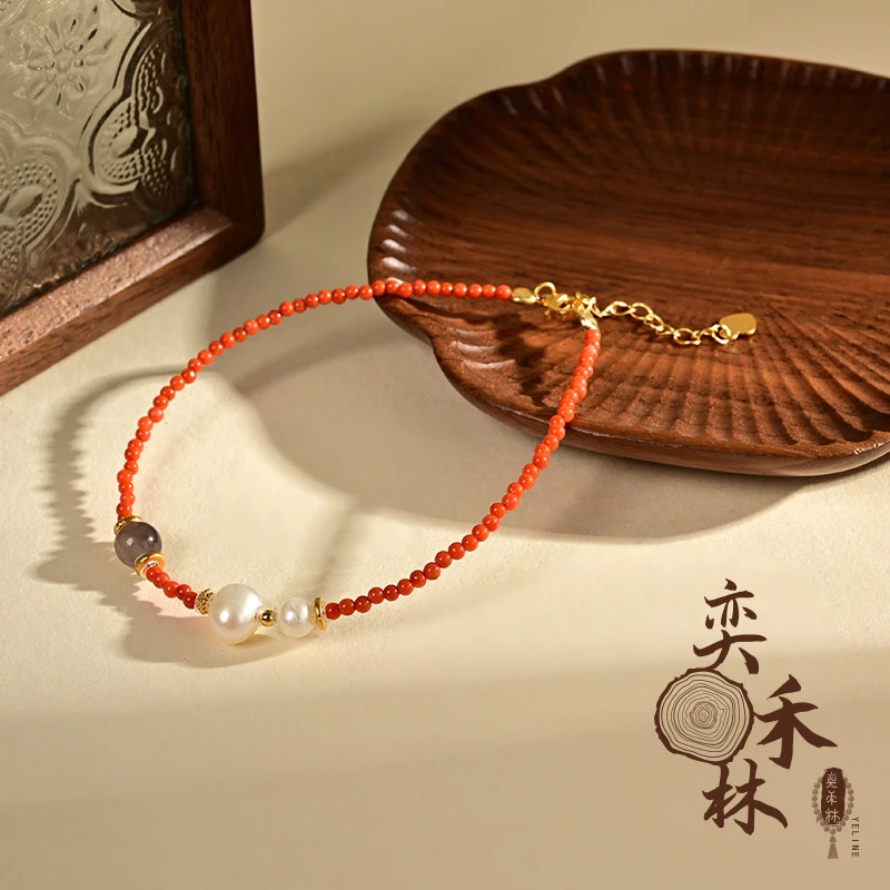 奕禾林 南红珍珠新年手链