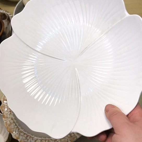 瓷片微瑕银新叶十寸大盘两个一组