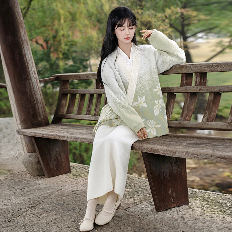 【春语花信】】舒适汉服针织对交国风毛衣开衫春秋加厚优雅