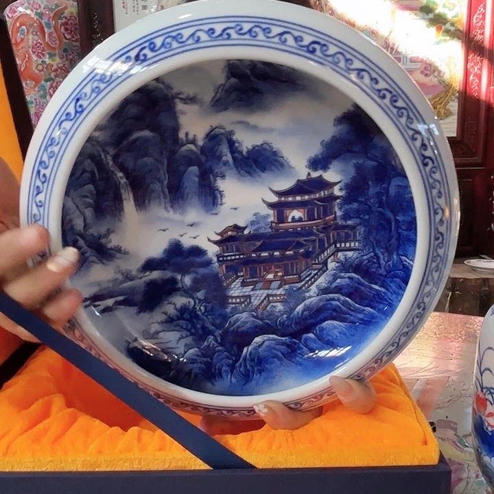 摆件景德镇高温陶瓷山水水洗