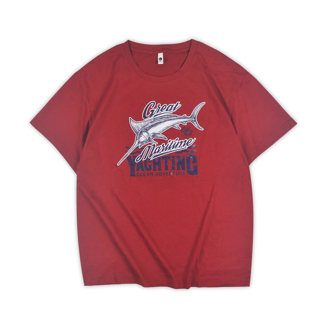 B113圆领文化衫印花常规短袖修身型运动休闲夏季男士薄款宽松T恤