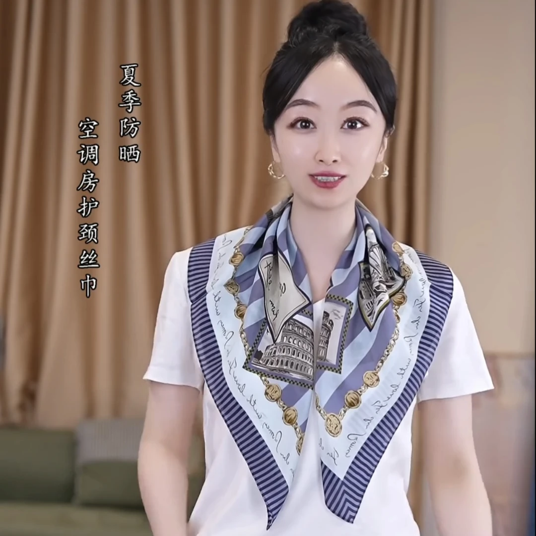 100桑蚕丝双绉65小方巾夏季空调房护颈丝巾真丝薄款围巾信封
