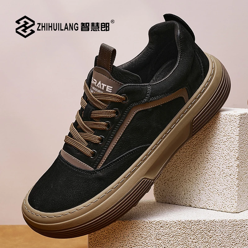 智慧郎系带拼色轻便休闲鞋透气休闲皮鞋皮鞋复古耐磨潮流时尚男鞋