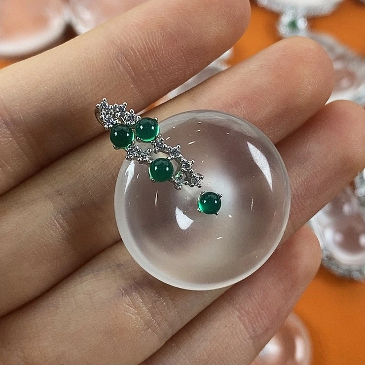石英质玉银S925镶嵌颈饰