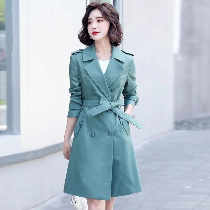 优雅新款气质时尚大气减龄休闲收腰显瘦韩版风衣中长款外套FC092