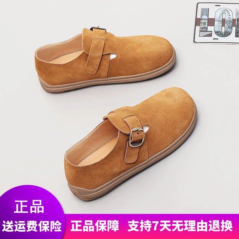 【惠特丽】大码女鞋2025春季新款宽胖脚勃肯单鞋真皮平底魔术贴41