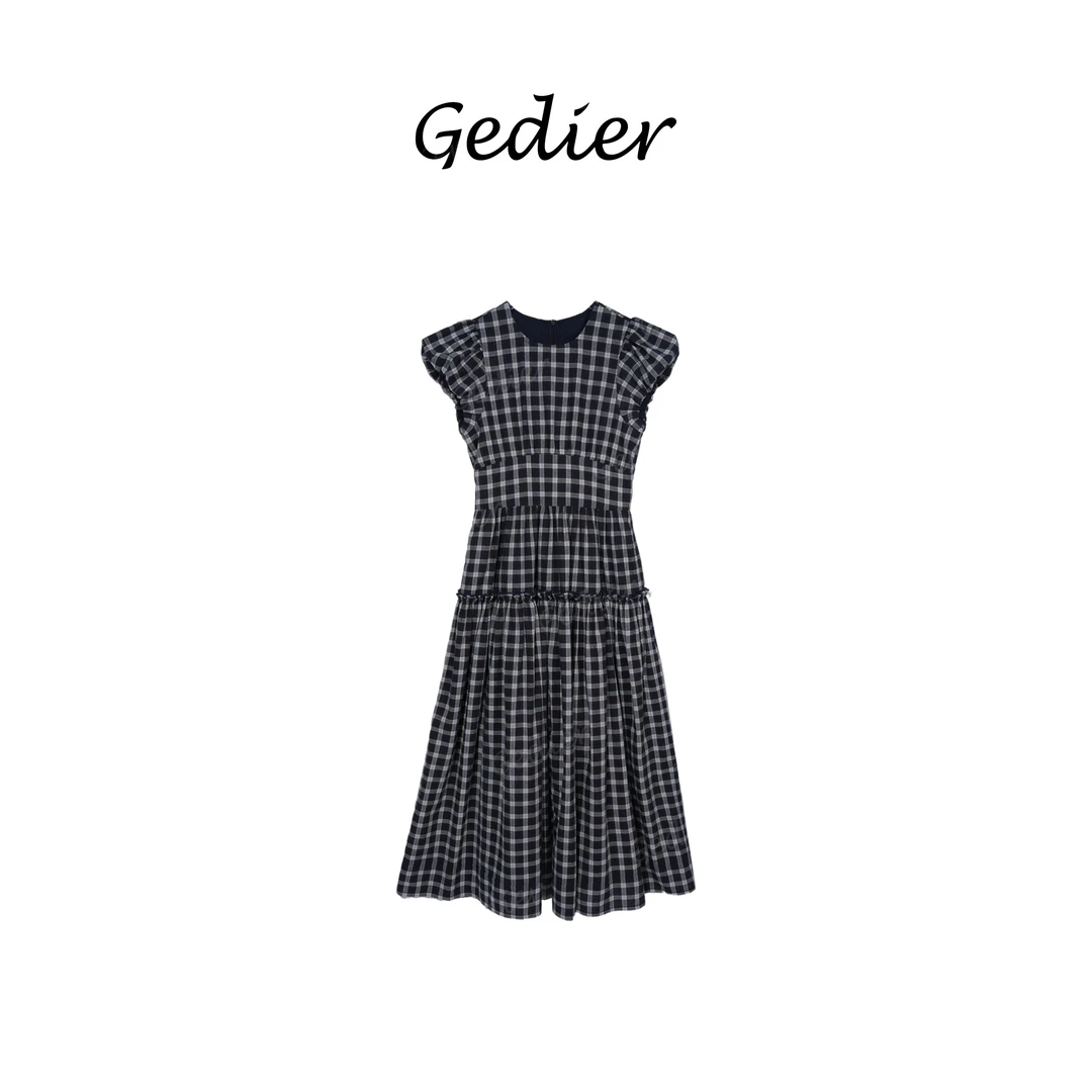 【歌蒂尔Gedier】财阀千金A字裙格子长裙女款老钱风2025 LG520006CY