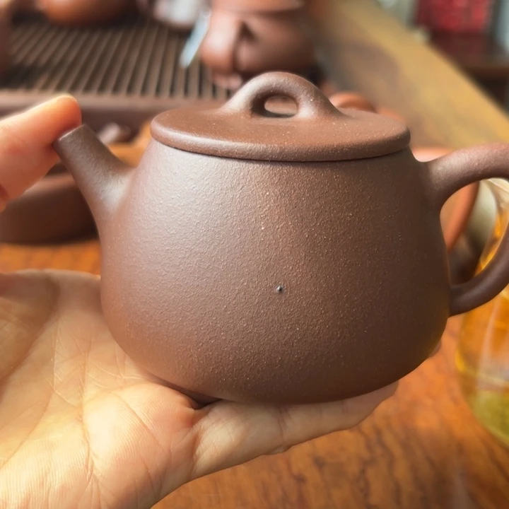 茶壶紫砂紫泥高瓢发财痣200cc