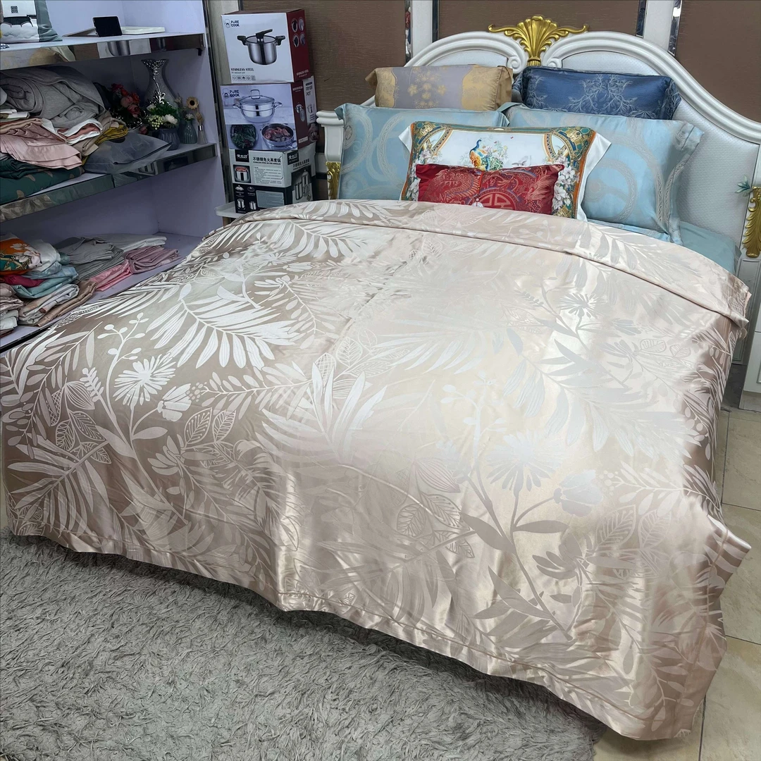 【悠恋】贡缎色织提花枫叶四件套床单被套枕套亲肤透气床上用品