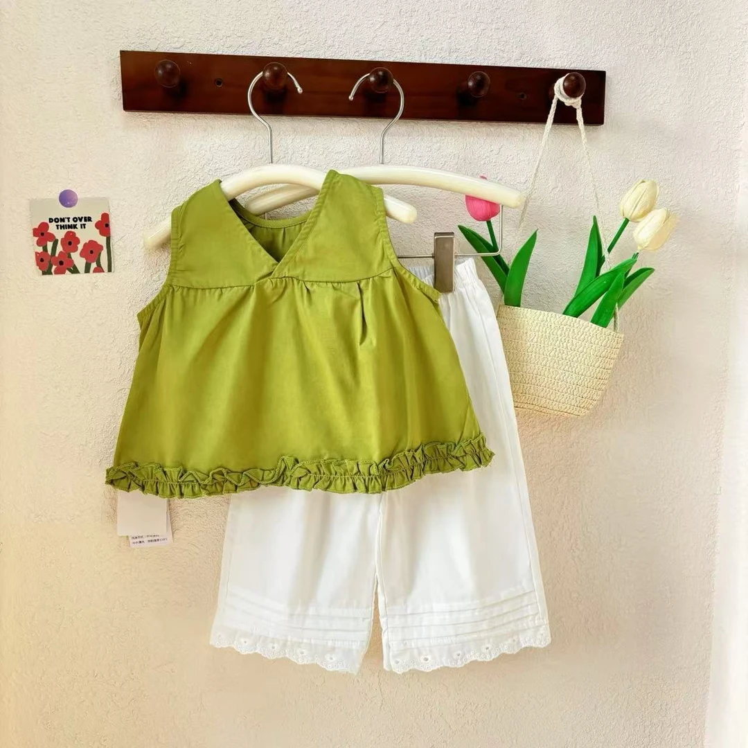 2025新品女童套装无袖娃娃衫阔腿裤森系儿童两件套WL-G-B31