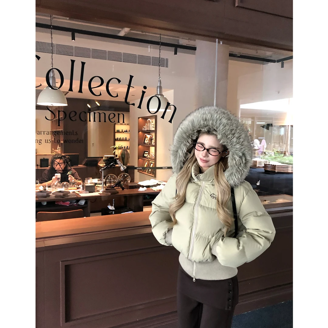 【七颗虾滑】秋冬2025新款女毛毛连帽外套254A3460