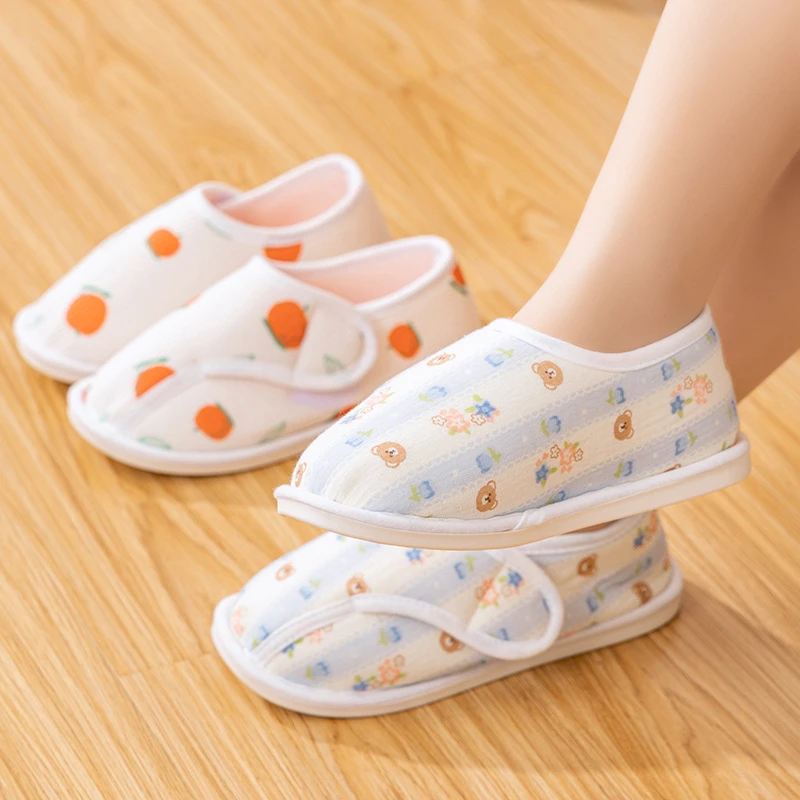 月子鞋5月份4包跟6软底3防滑孕妇产后厚底棉拖鞋产妇春夏季薄款女