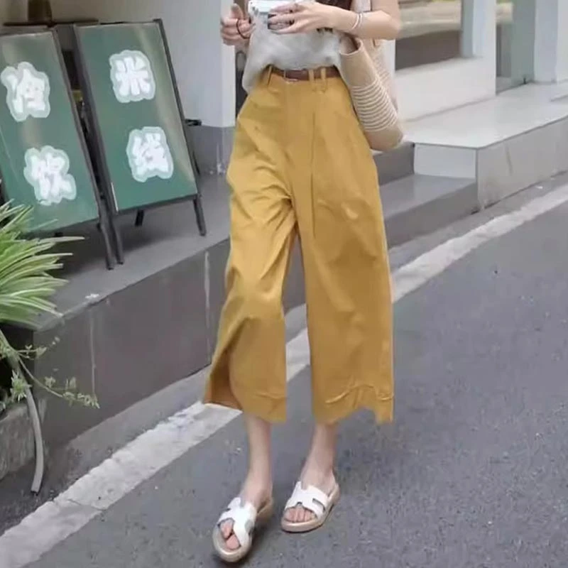 休闲裤纯色长裤2025年夏季新款减龄女装宽松大码洋气阔腿裤慵懒风