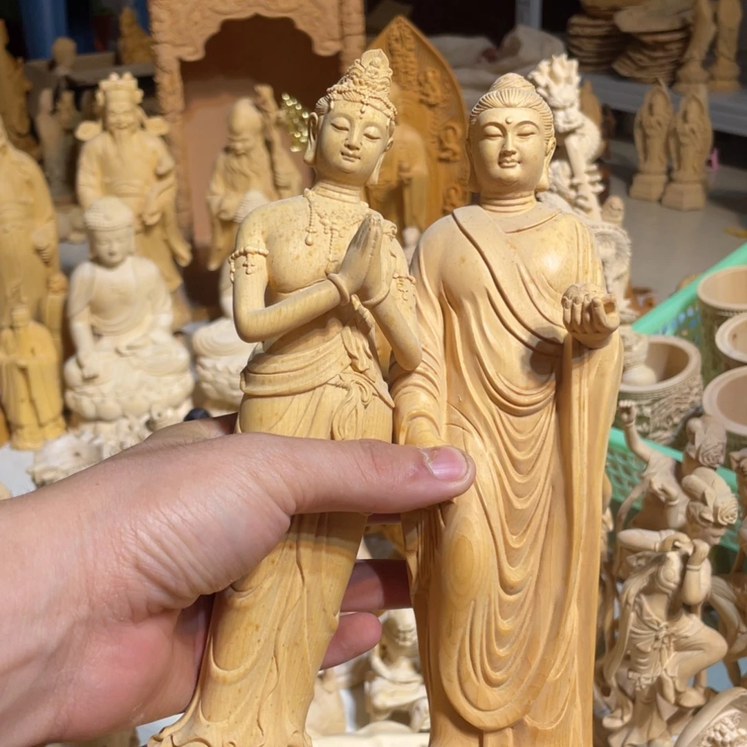 *****黄杨木两个观者佛祖