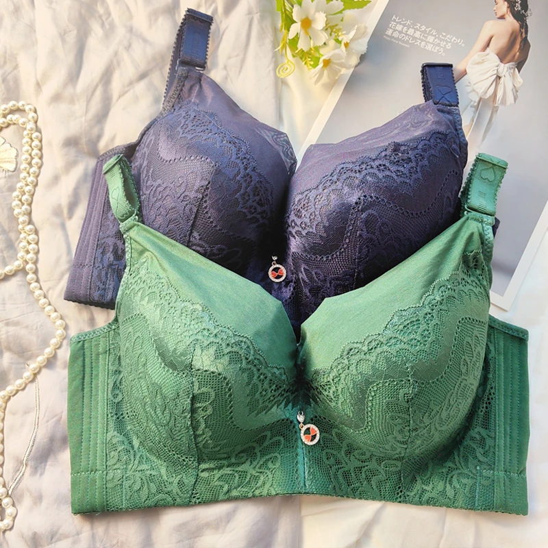 夏季薄款大胸显小内衣女有钢圈胖mm大码聚拢上托收副乳防下垂文胸