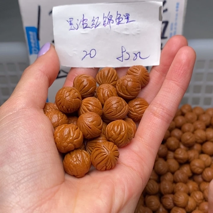 桃核手串13mm左右野生红锦鲤20颗（打孔）