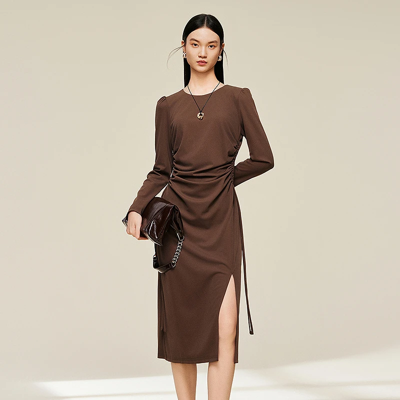 【大叔专属】MOFAN摩凡冬新款摩卡棕连衣裙MKL389958