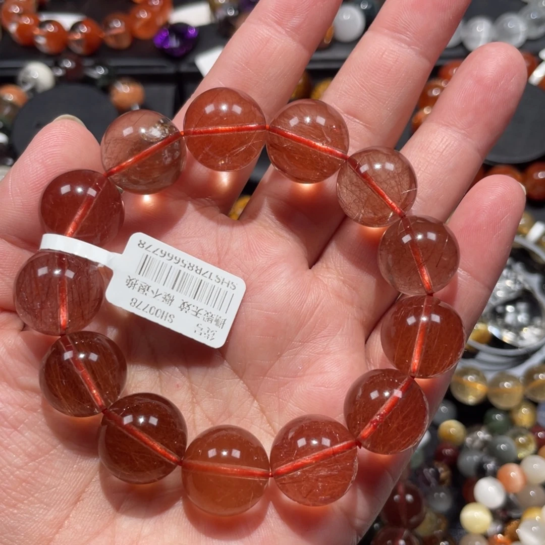 水晶手链未镶嵌红发晶16mm左右