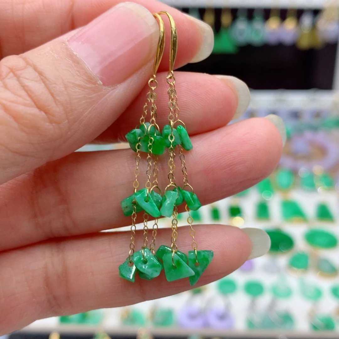 翡翠18K金镶嵌耳饰