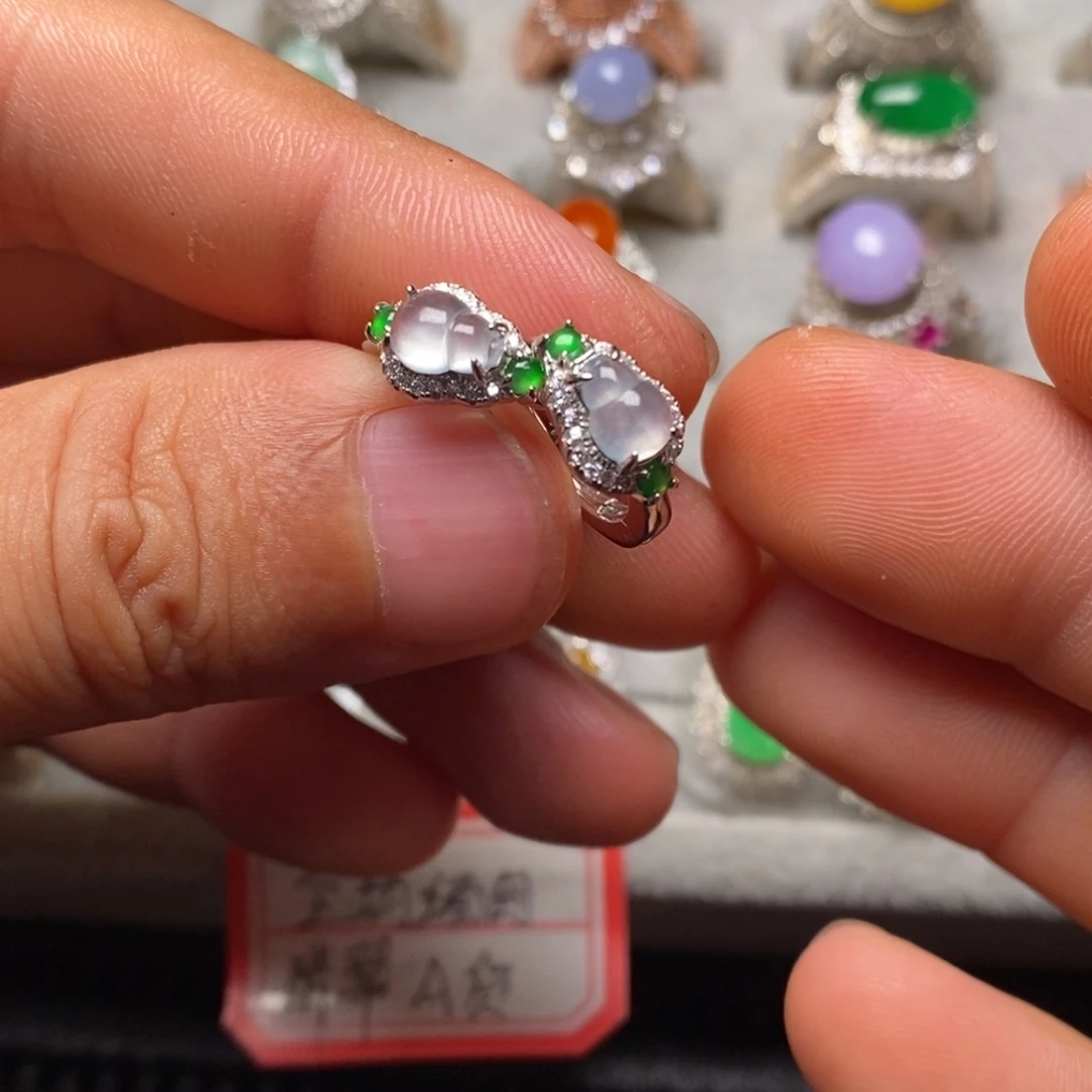 翡翠银S925镶嵌耳饰耳包