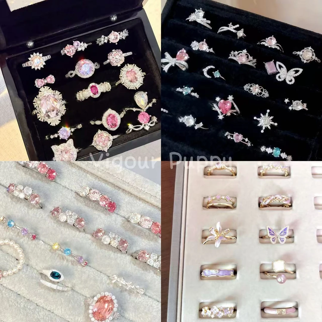 合金锆石戒指 开口环可调节精品戒指（直播拆）