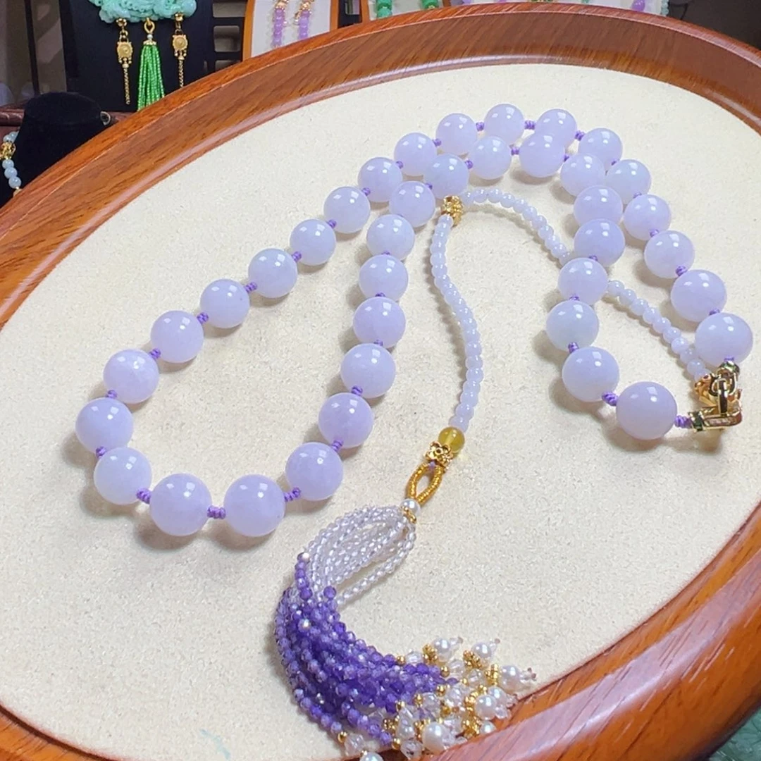 翡翠未镶嵌毛衣链冰冰项链