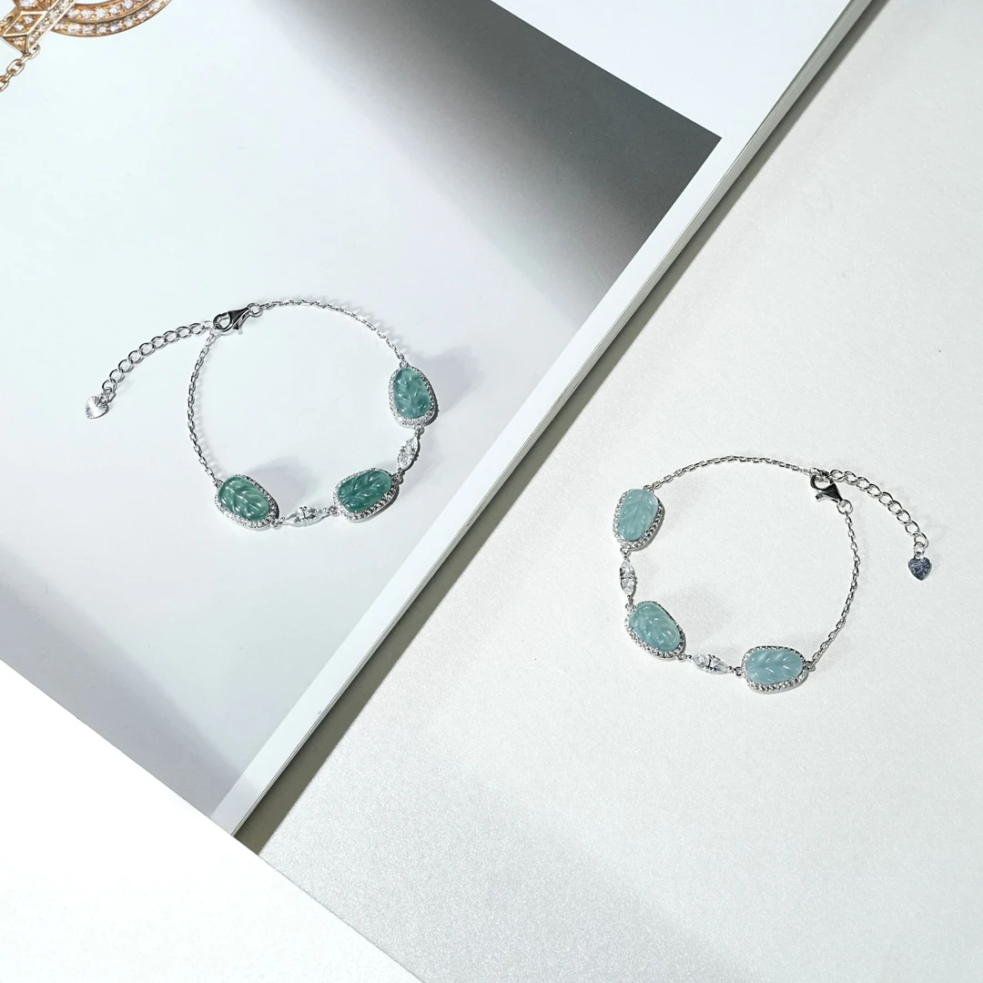 天然翡翠叶子手链 多样性发一 YC2820003