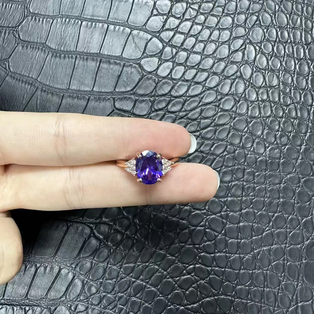 JDP1076阿鲁沙-典藏轻奢梦幻紫精工925玫瑰金戒指