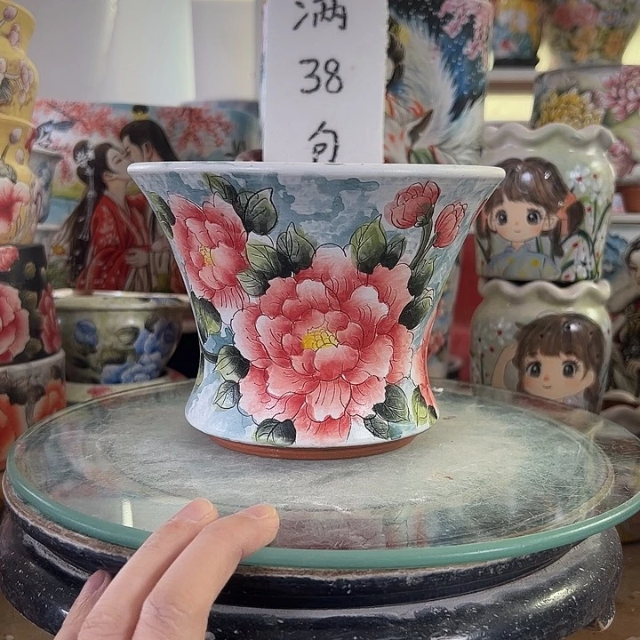 满38包邮 景德镇幸运花盆