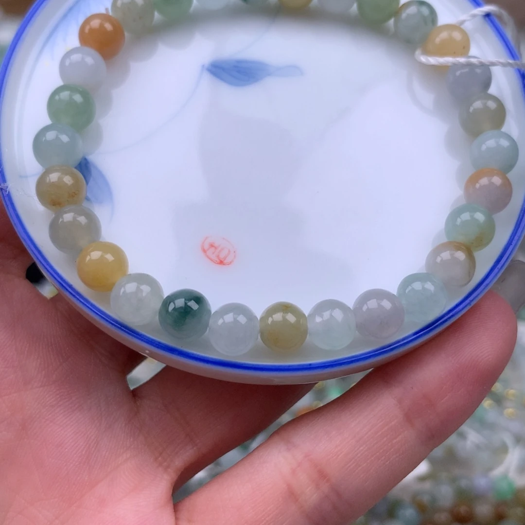 翡翠散珠卡6.5圆珠手串